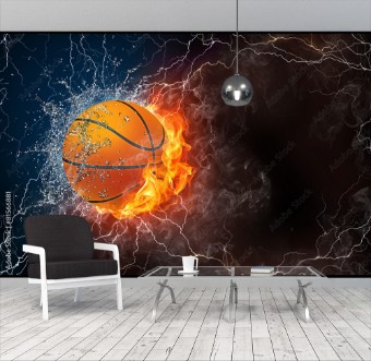 Picture of Basketball ball in fire and water